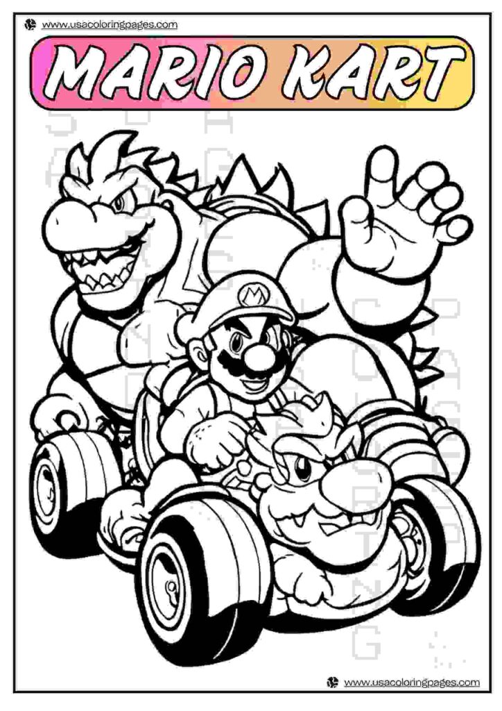 Mario Kart Coloring page Bowser Chase | January 14, 2025 Mario Kart Coloring page Bowser Chase | 33 Mario Kart Coloring Pages (Free PDF Download)