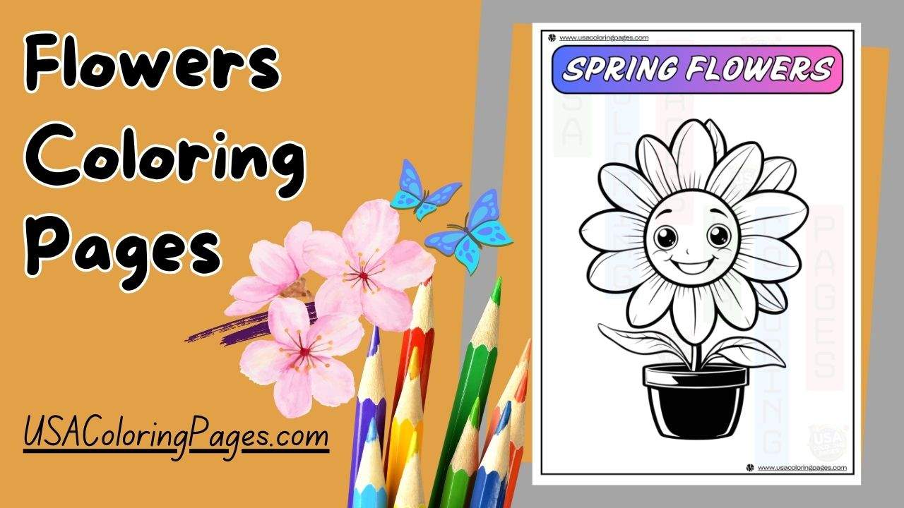 Flower Coloring Pages – Spring Lineart Printable PDF