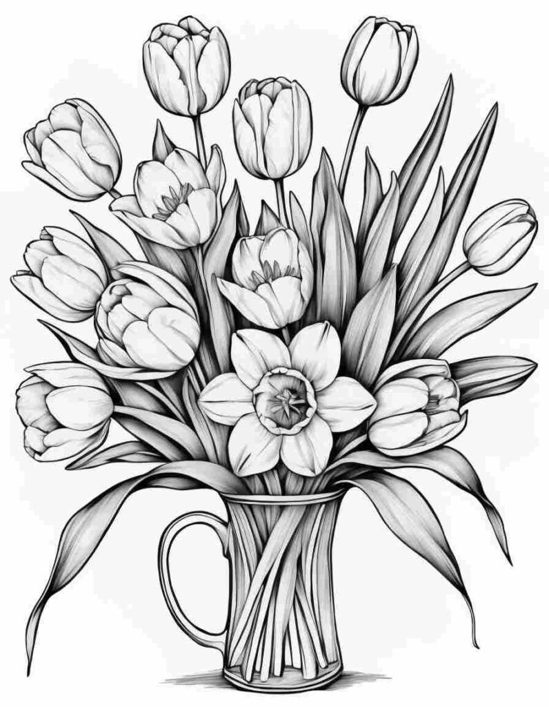 Bouquets Flower Gifts Coloring Pages 1 | April 25, 2025 Bouquets Flower Gifts Coloring Pages 1 | 100+🌼Flower Coloring Pages – Spring Lineart Printable PDF