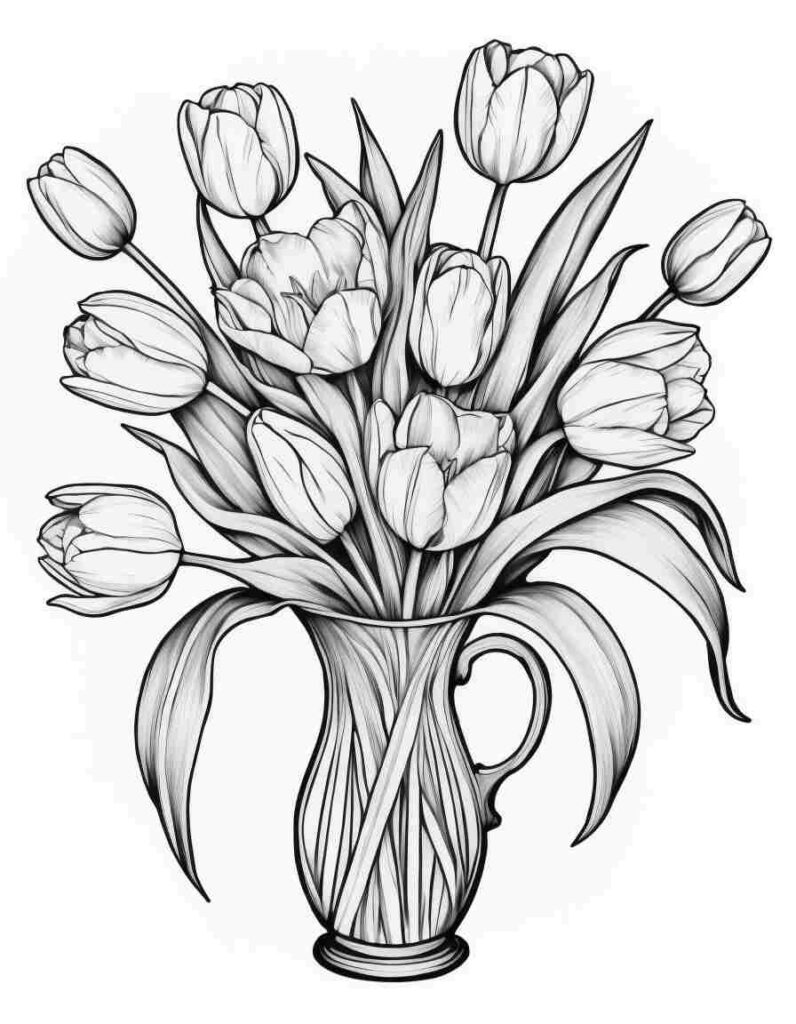 Bouquets Flower Gifts Coloring Pages 3 | April 25, 2025 Bouquets Flower Gifts Coloring Pages 3 | 100+🌼Flower Coloring Pages – Spring Lineart Printable PDF
