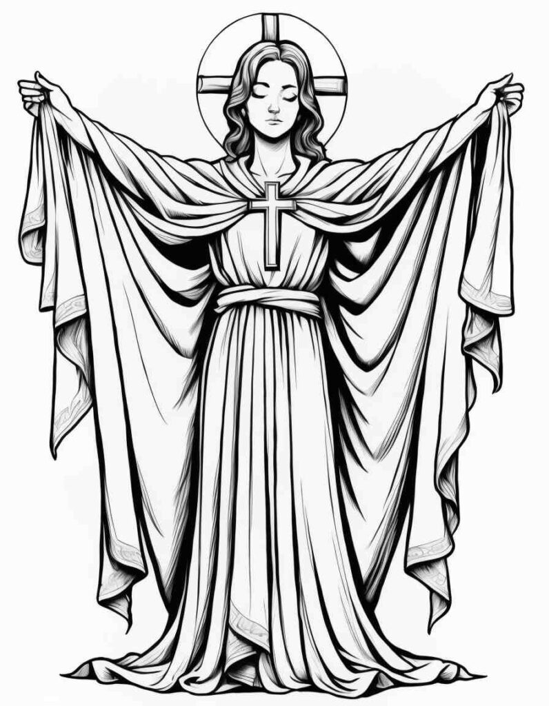 Cross draped with cloth 1 | April 16, 2025 Cross draped with cloth 1 | 40+ 🕊️ Good Friday Coloring Pages - Free Printable PDF