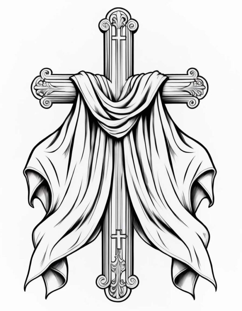 Cross draped with cloth | April 16, 2025 Cross draped with cloth | 40+ 🕊️ Good Friday Coloring Pages - Free Printable PDF