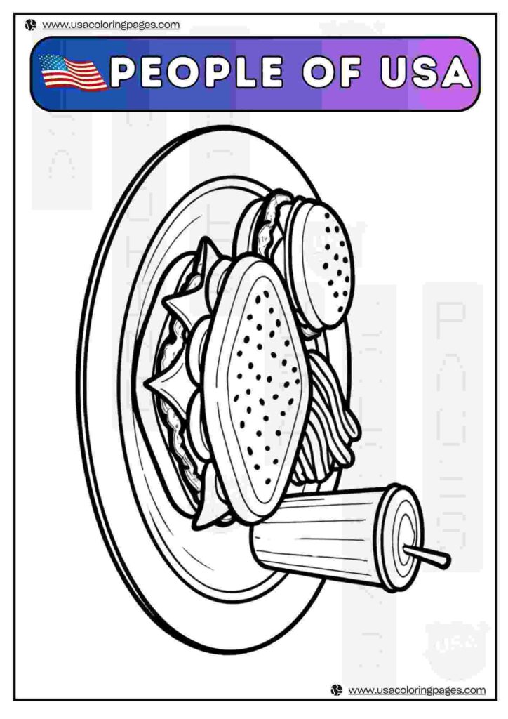 Dinner Dish People of USA | April 30, 2025 Dinner Dish People of USA | ๐บ๐ธ USA Coloring Pages โ USA Lineart Printable PDF