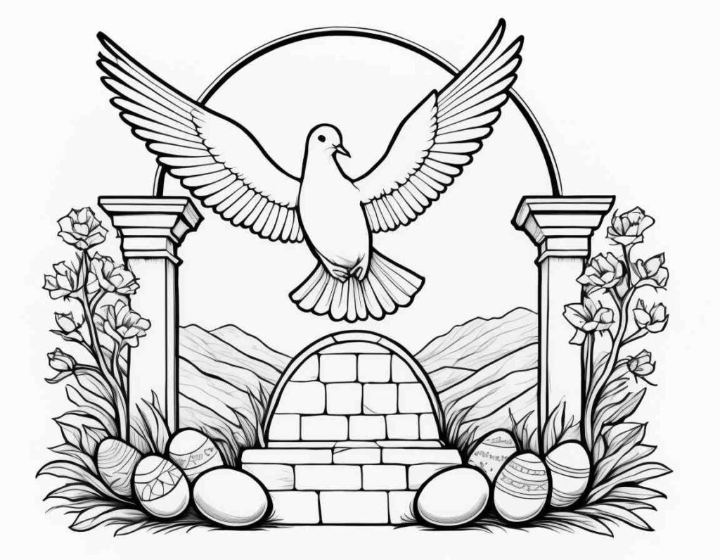 Dove Flying Easter Sunday | April 20, 2025 Dove Flying Easter Sunday | 40+ 🌅 Easter Sunday Coloring Pages - Free Easter Printable PDF