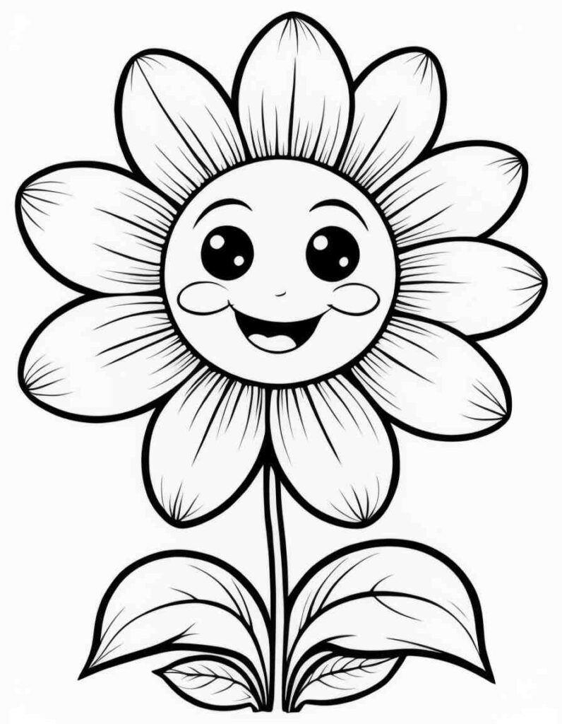 Easy Flower Coloring Page for kids 1 | April 25, 2025 Easy Flower Coloring Page for kids 1 | 100+🌼Flower Coloring Pages – Spring Lineart Printable PDF