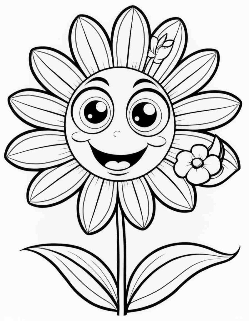 Easy Flower Coloring Page for kids 4 | April 25, 2025 Easy Flower Coloring Page for kids 4 | 100+🌼Flower Coloring Pages – Spring Lineart Printable PDF
