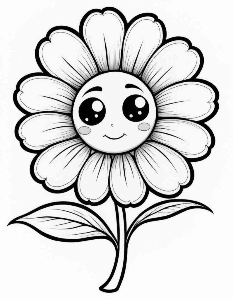 Easy Flower Coloring Page for kids 5 | April 25, 2025 Easy Flower Coloring Page for kids 5 | 100+🌼Flower Coloring Pages – Spring Lineart Printable PDF