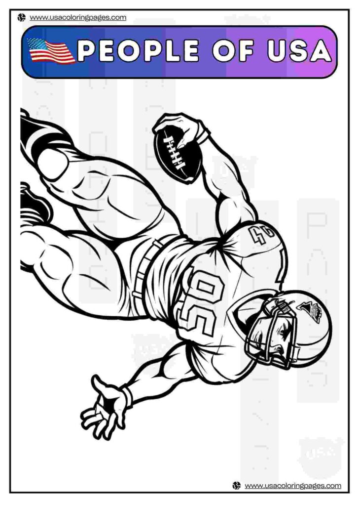 Football Player People of USA | April 30, 2025 Football Player People of USA | ๐บ๐ธ USA Coloring Pages โ USA Lineart Printable PDF