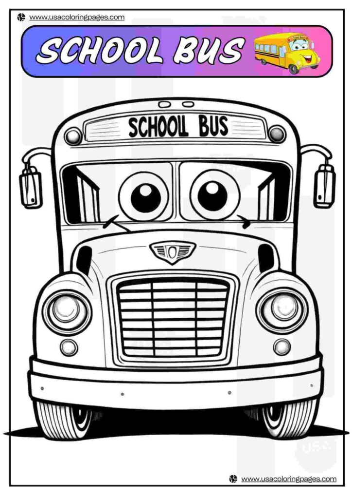 Front View School Bus Coloring Pages | April 1, 2025 Front View School Bus Coloring Pages | 40+🚌 School Bus Coloring Pages – School Bus Lineart Printable PDF