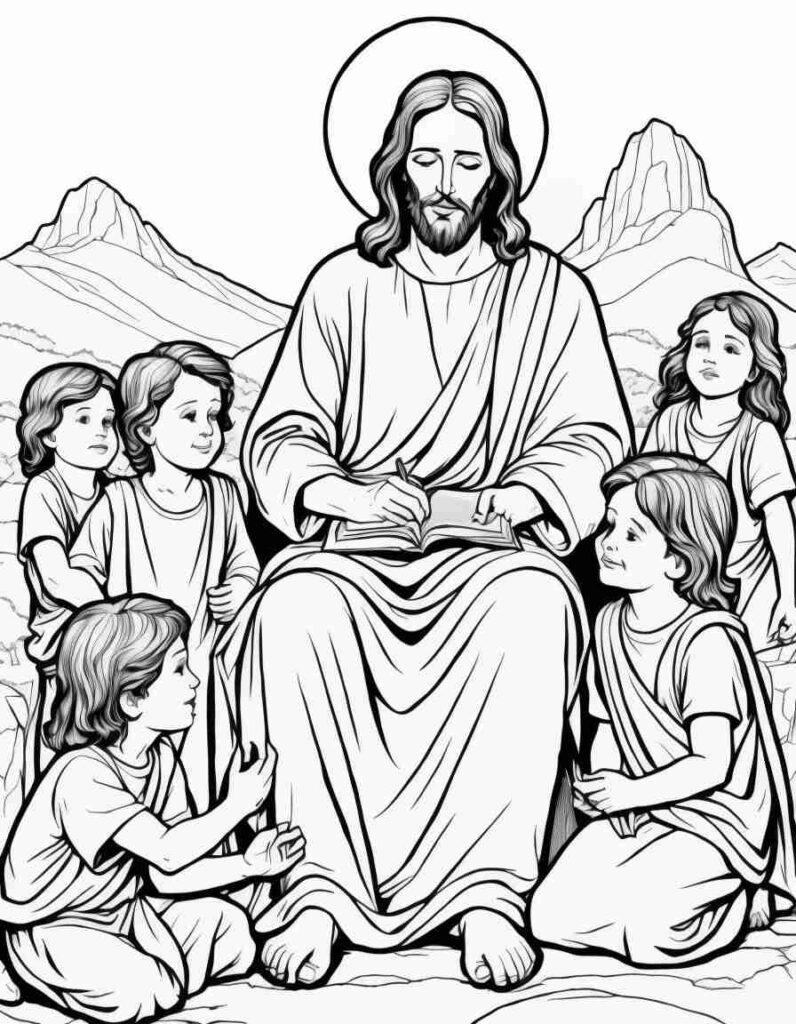 Jesus and Children | April 8, 2025 Jesus and Children | 70+🕊️Jesus Coloring Pages PDF - Jesus Printable PDF