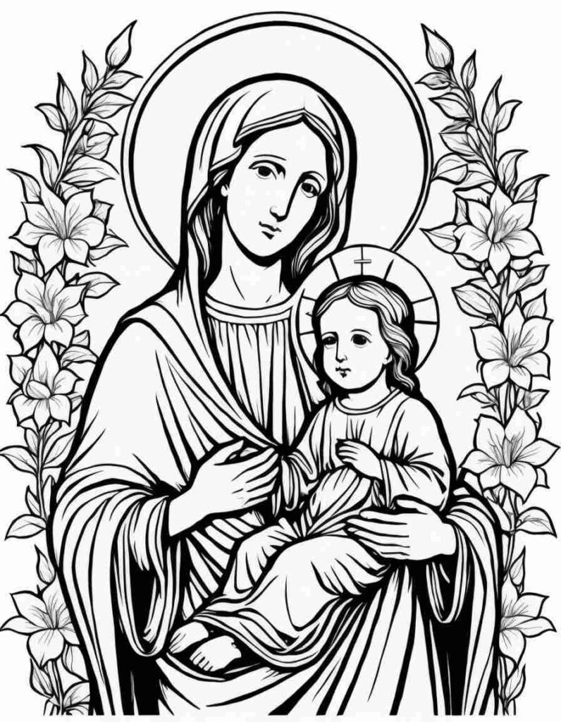 Jesus and Mary | April 8, 2025 Jesus and Mary | 70+🕊️Jesus Coloring Pages PDF - Jesus Printable PDF