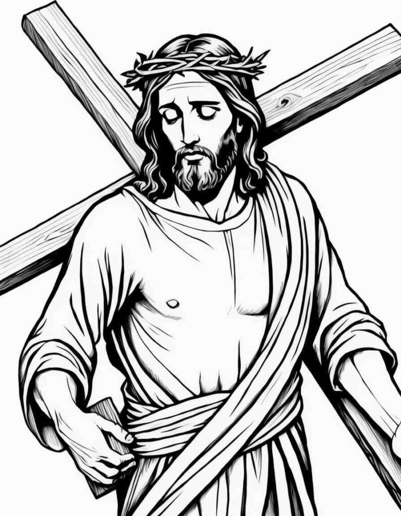 Jesus carrying the cross 1 | April 16, 2025 Jesus carrying the cross 1 | 40+ 🕊️ Good Friday Coloring Pages - Free Printable PDF