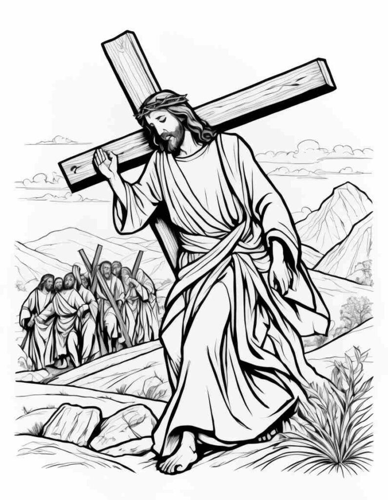 Jesus carrying the cross 2 | April 16, 2025 Jesus carrying the cross 2 | 40+ 🕊️ Good Friday Coloring Pages - Free Printable PDF