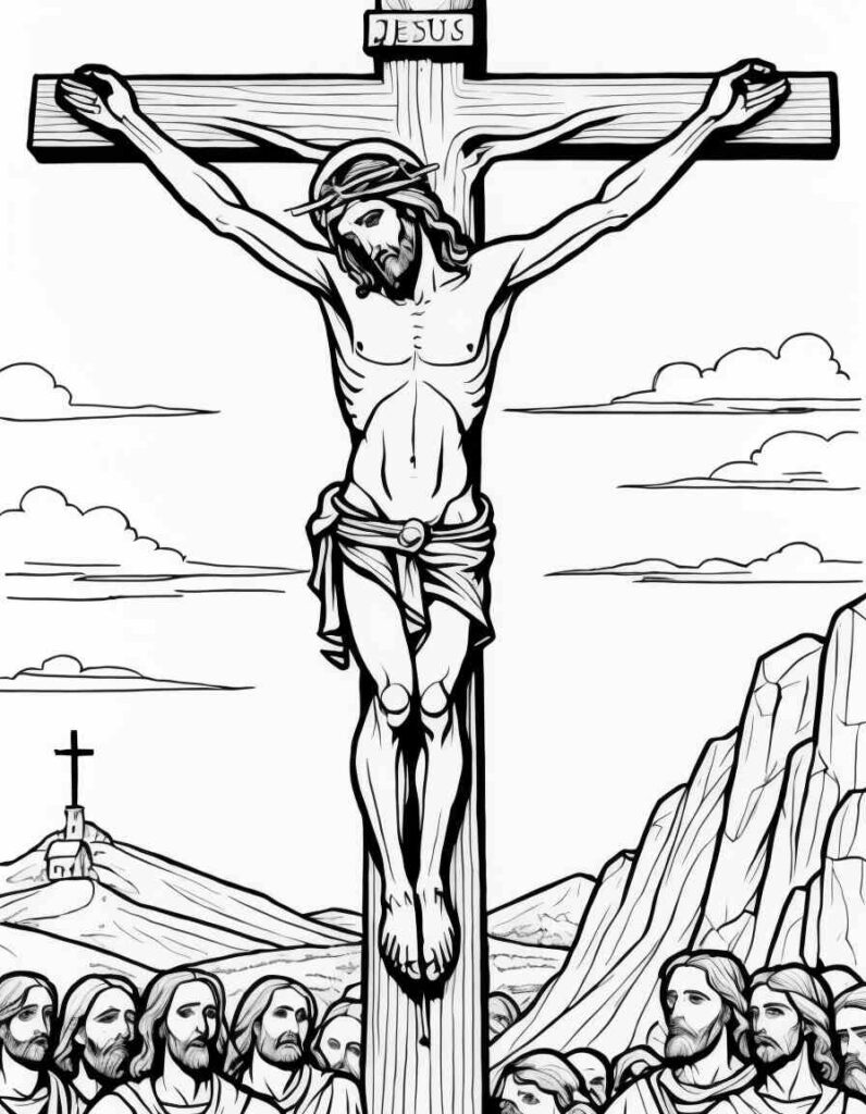 Jesus on the Cross 1 | April 8, 2025 Jesus on the Cross 1 | 70+🕊️Jesus Coloring Pages PDF - Jesus Printable PDF