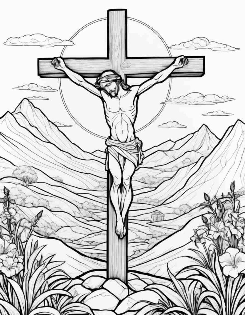 Jesus on the cross 2 | April 16, 2025 Jesus on the cross 2 | 40+ 🕊️ Good Friday Coloring Pages - Free Printable PDF