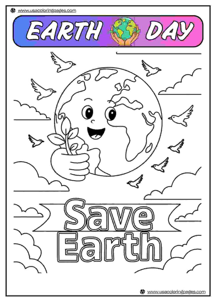 Save Earth Celebrate Earth Day Linearts | April 21, 2025 Save Earth Celebrate Earth Day Linearts | 30+π Earth Day Coloring Pages β Earth Day Lineart Printable PDF