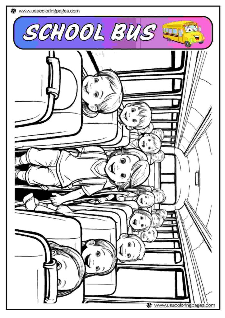 Students Inside Schoolbus Coloring Pages | April 1, 2025 Students Inside Schoolbus Coloring Pages | 40+🚌 School Bus Coloring Pages – School Bus Lineart Printable PDF