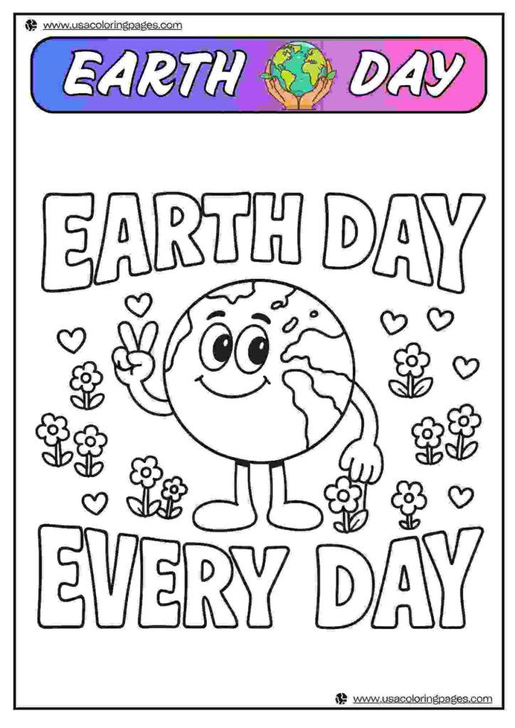 Take Care Everyday Earth Day Linearts | April 21, 2025 Take Care Everyday Earth Day Linearts | 30+π Earth Day Coloring Pages β Earth Day Lineart Printable PDF