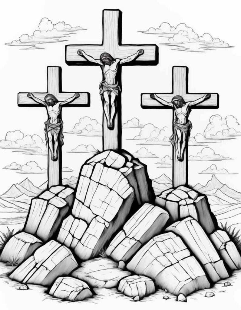 Three crosses on Calvary 1 | April 16, 2025 Three crosses on Calvary 1 | 40+ 🕊️ Good Friday Coloring Pages - Free Printable PDF