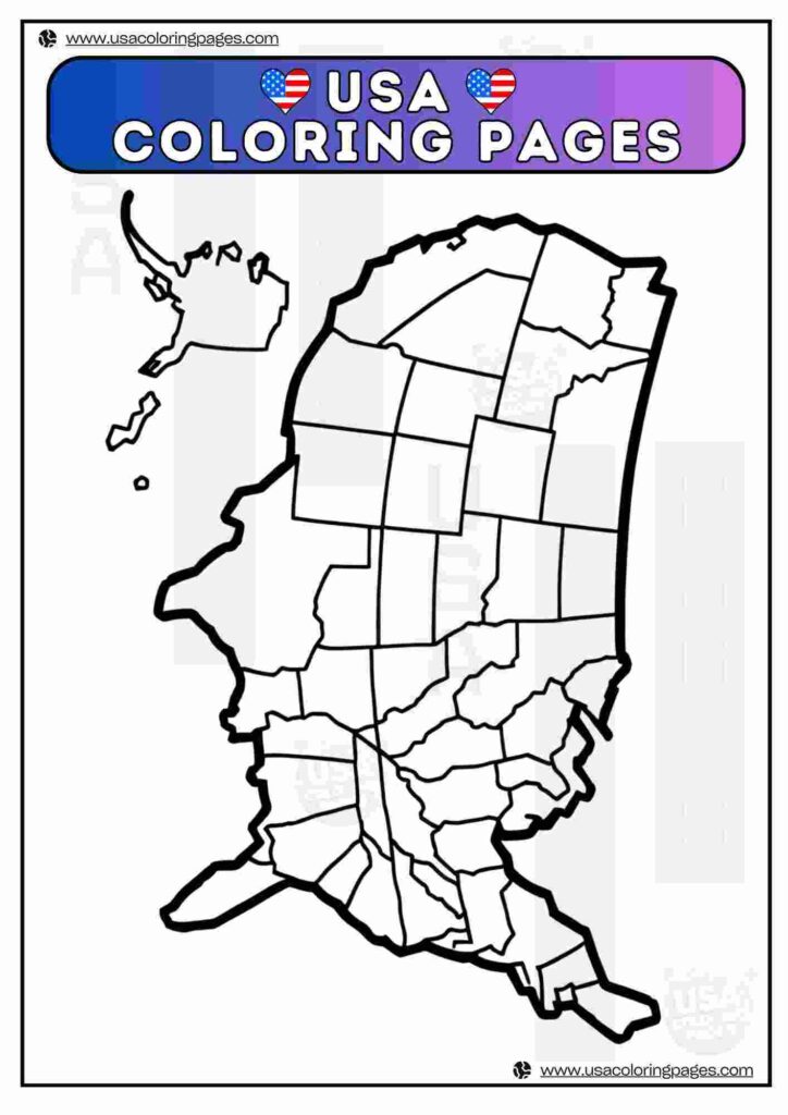 USA Map Coloring Page 2 | April 30, 2025 USA Map Coloring Page 2 | ๐บ๐ธ USA Coloring Pages โ USA Lineart Printable PDF