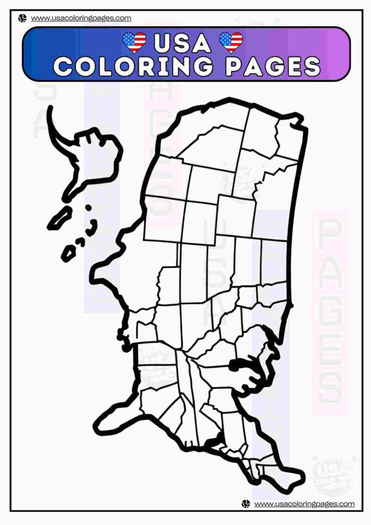 USA Map Coloring Page 3 | April 30, 2025 USA Map Coloring Page 3 | ๐บ๐ธ USA Coloring Pages โ USA Lineart Printable PDF