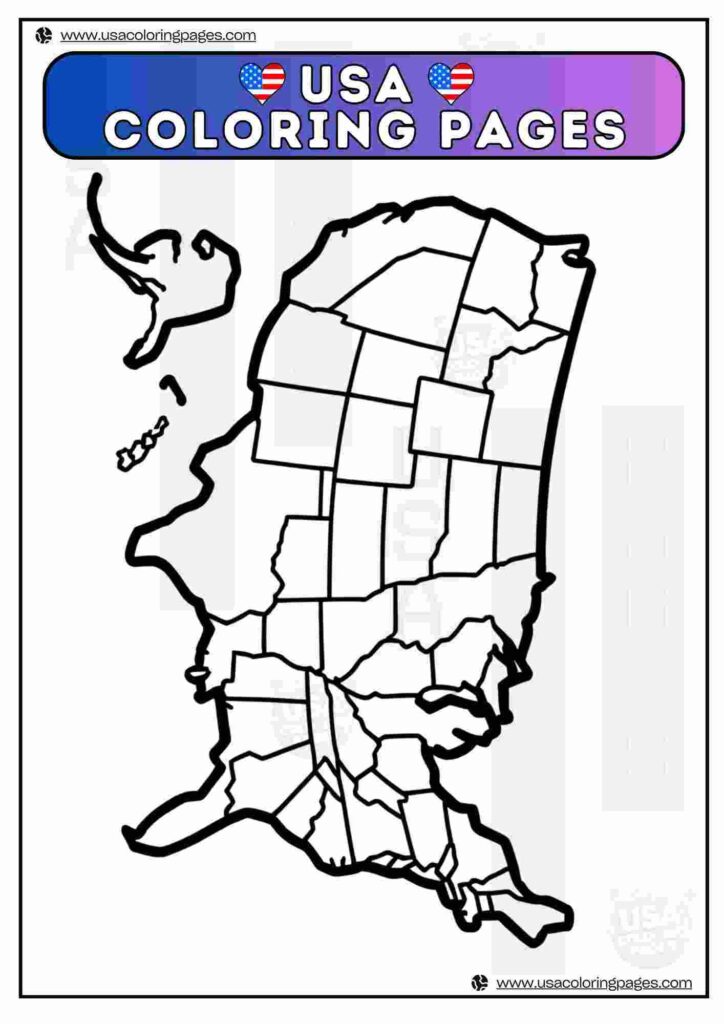 USA Map Coloring Page | April 30, 2025 USA Map Coloring Page | ๐บ๐ธ USA Coloring Pages โ USA Lineart Printable PDF