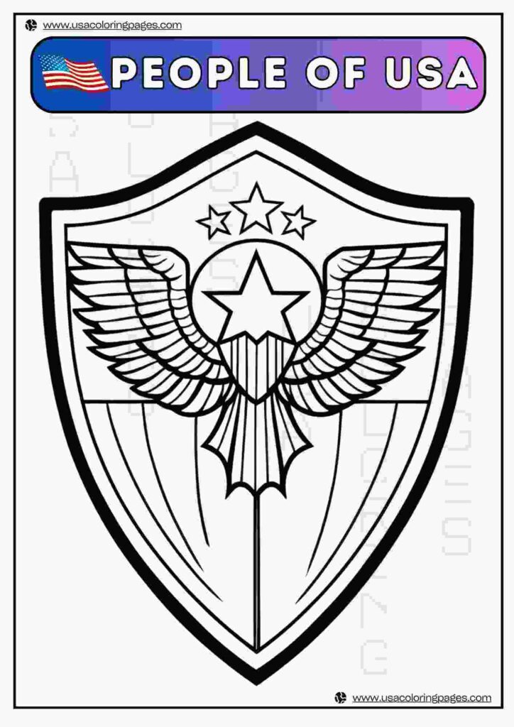 USA Shield People of USA 1 | April 30, 2025 USA Shield People of USA 1 | ๐บ๐ธ USA Coloring Pages โ USA Lineart Printable PDF
