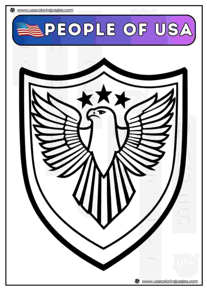 USA Shield People of USA | April 30, 2025 USA Shield People of USA | ๐บ๐ธ USA Coloring Pages โ USA Lineart Printable PDF