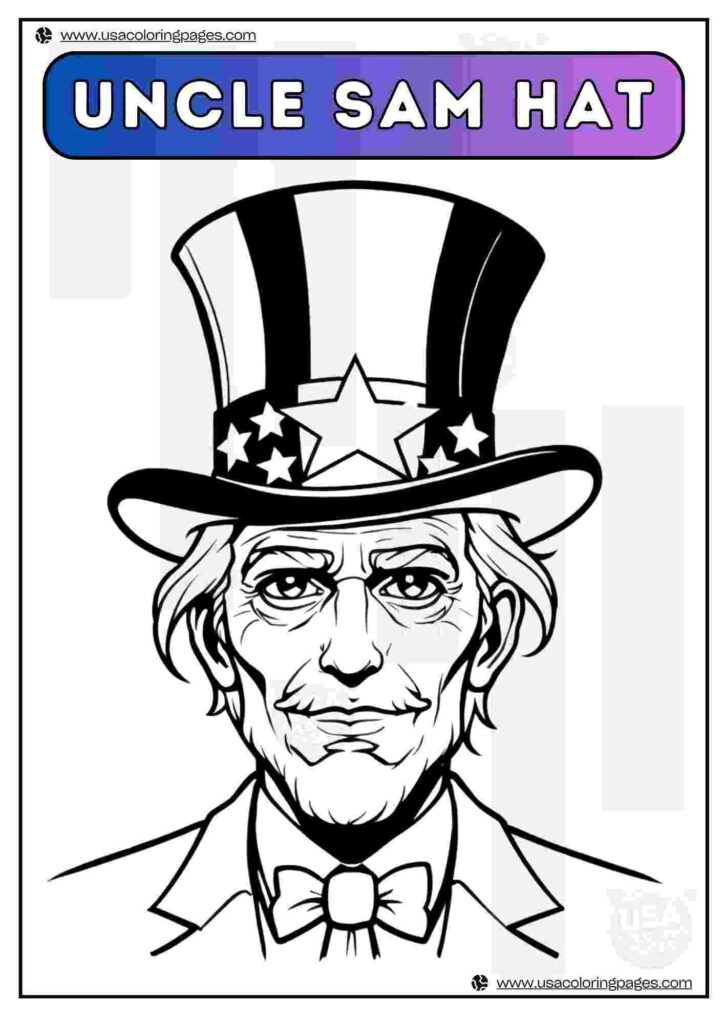 Uncle Sam Hat | April 30, 2025 Uncle Sam Hat | ๐บ๐ธ USA Coloring Pages โ USA Lineart Printable PDF